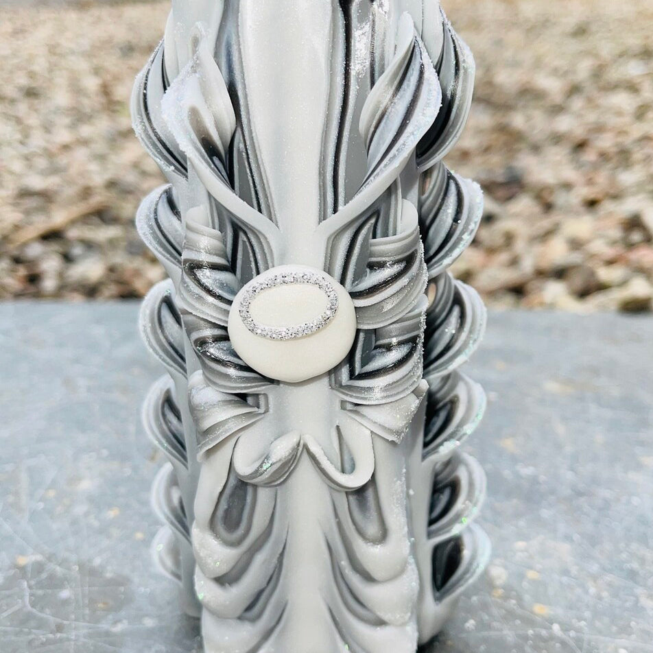 Handmade unfragranced carved candle - Angel design