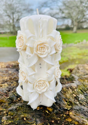 Handmade carved candle - Roses design