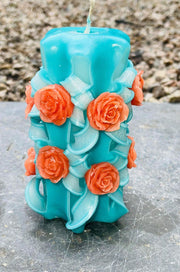 Handmade carved candle - Roses design
